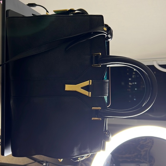 Authentic YSL Saint Laurent Pairs Small Cabas Ligne Y Tote Black